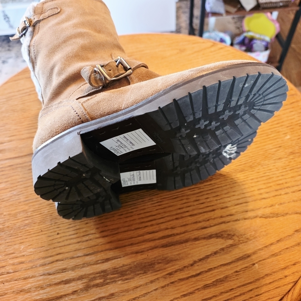 Cole Haan Tan Leather With Faux Fur Winter Boots Waterproof Shearling Lined - Picture 5 of 5